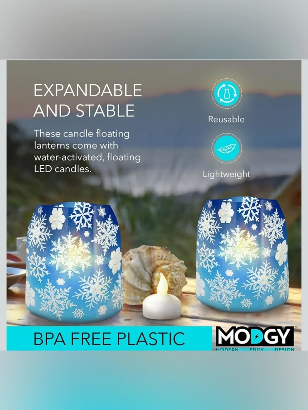 Modgy Luminary Snowflake Lanterns Water Activated Set Of 4